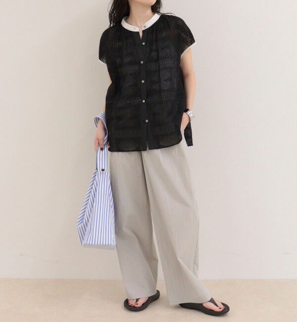 fredy emue「刺しゅうレースフレンチスリーブブラウス」|シャツ・ブラウス|