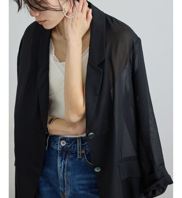 SALON adam et rope'「コットンボイルシアージャケット」|テーラードジャケット|ブラック(01)