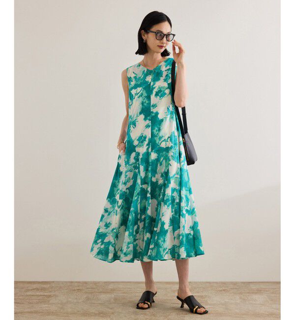 ROPE「【DEVEAUX（デヴォー）】Aラインフレアワンピース/洗える」|ワンピース|グリーン(30)