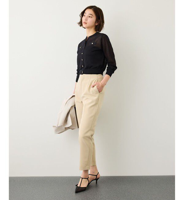 ROPE「LEVITA 金ボタンクルーネックシアーカーディガン/接触冷感・イージーケア」|カーディガン|