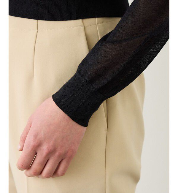 ROPE「LEVITA 金ボタンクルーネックシアーカーディガン/接触冷感・イージーケア」|カーディガン|