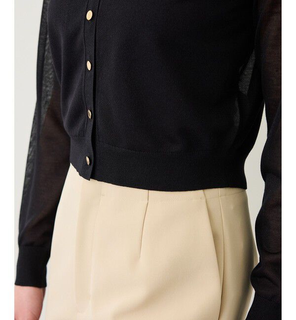 ROPE「LEVITA 金ボタンクルーネックシアーカーディガン/接触冷感・イージーケア」|カーディガン|