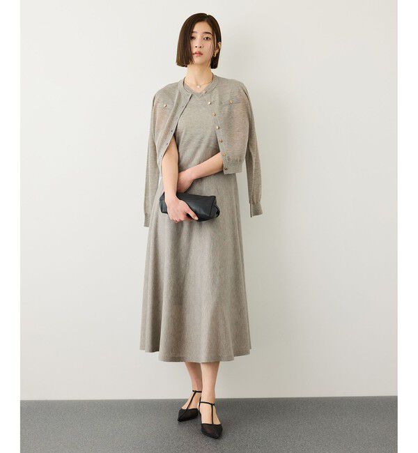 ROPE「LEVITA 金ボタンクルーネックシアーカーディガン/接触冷感・イージーケア」|カーディガン|