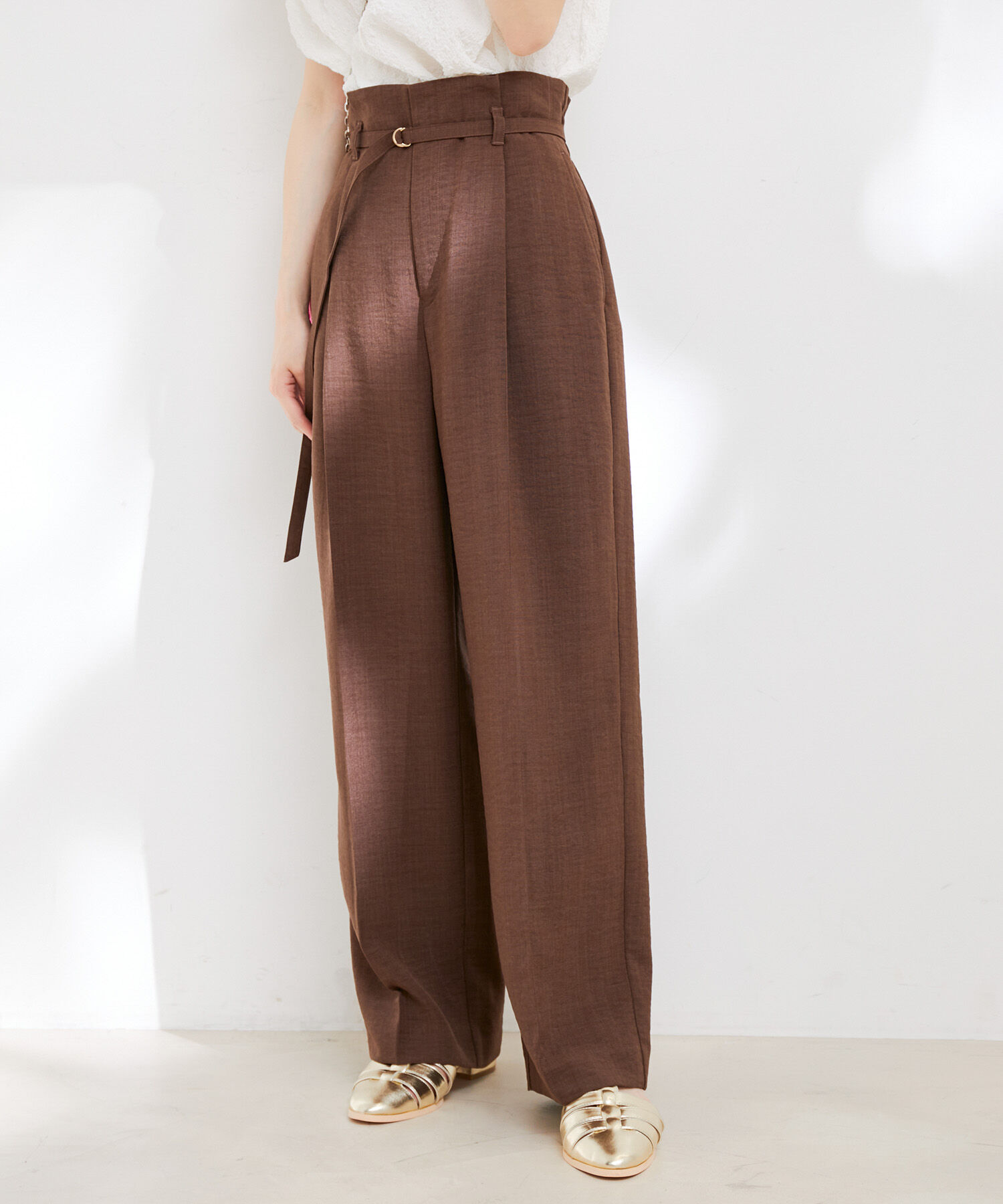 VIS「【接触冷感・洗える】美easy Dカンベルト付きワイドパンツ【セットアップ対応】」|スラックス|