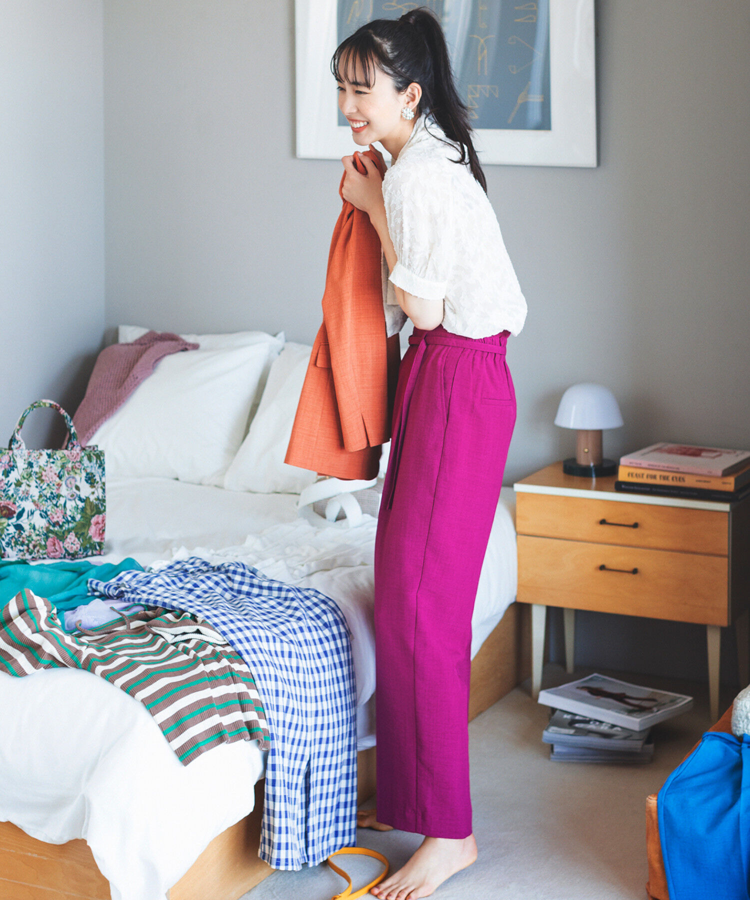 VIS「【接触冷感・洗える】美easy Dカンベルト付きワイドパンツ【セットアップ対応】」|スラックス|