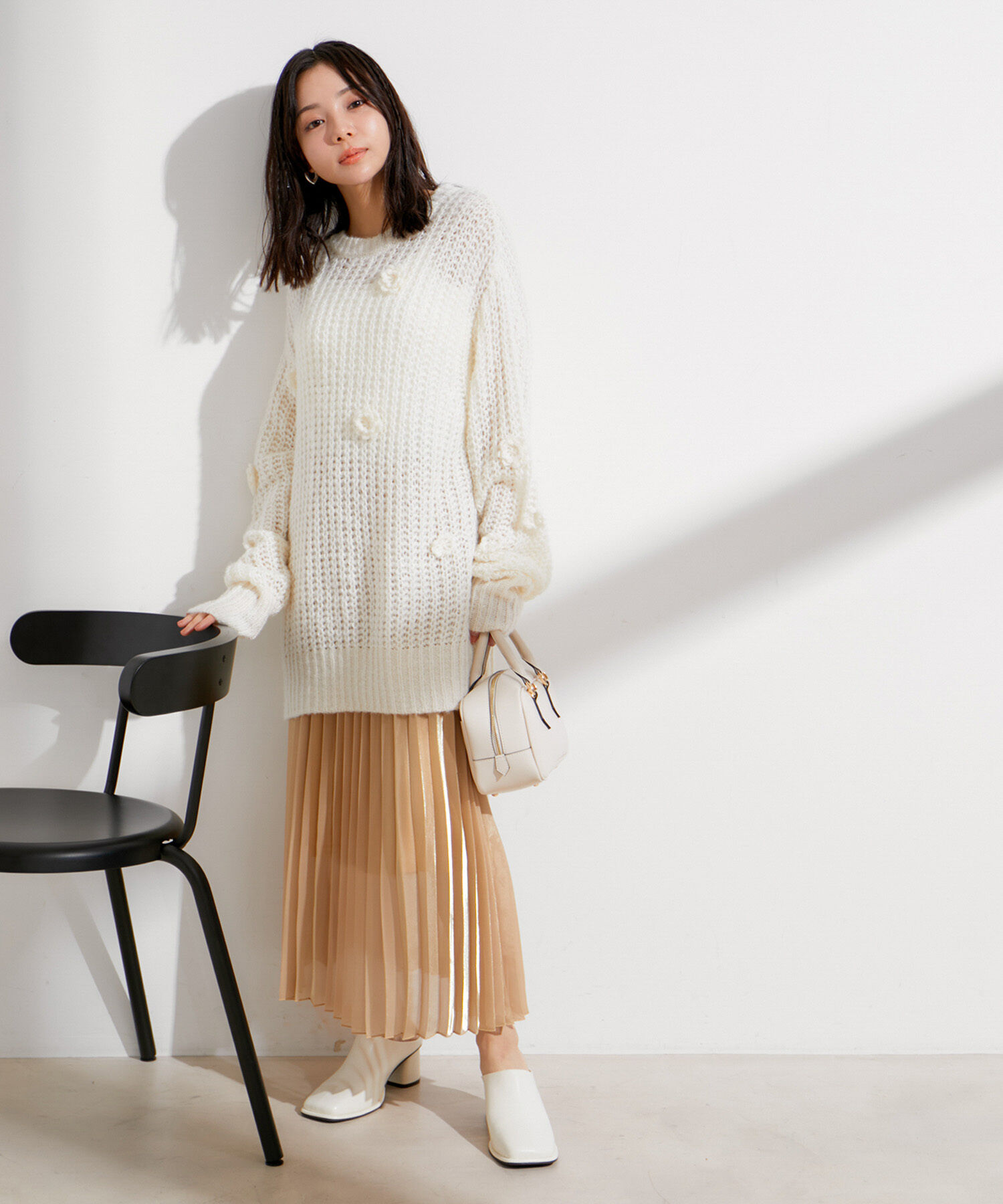 VIS「お花ぽんぽんシアーニット」|ニット・セーター|