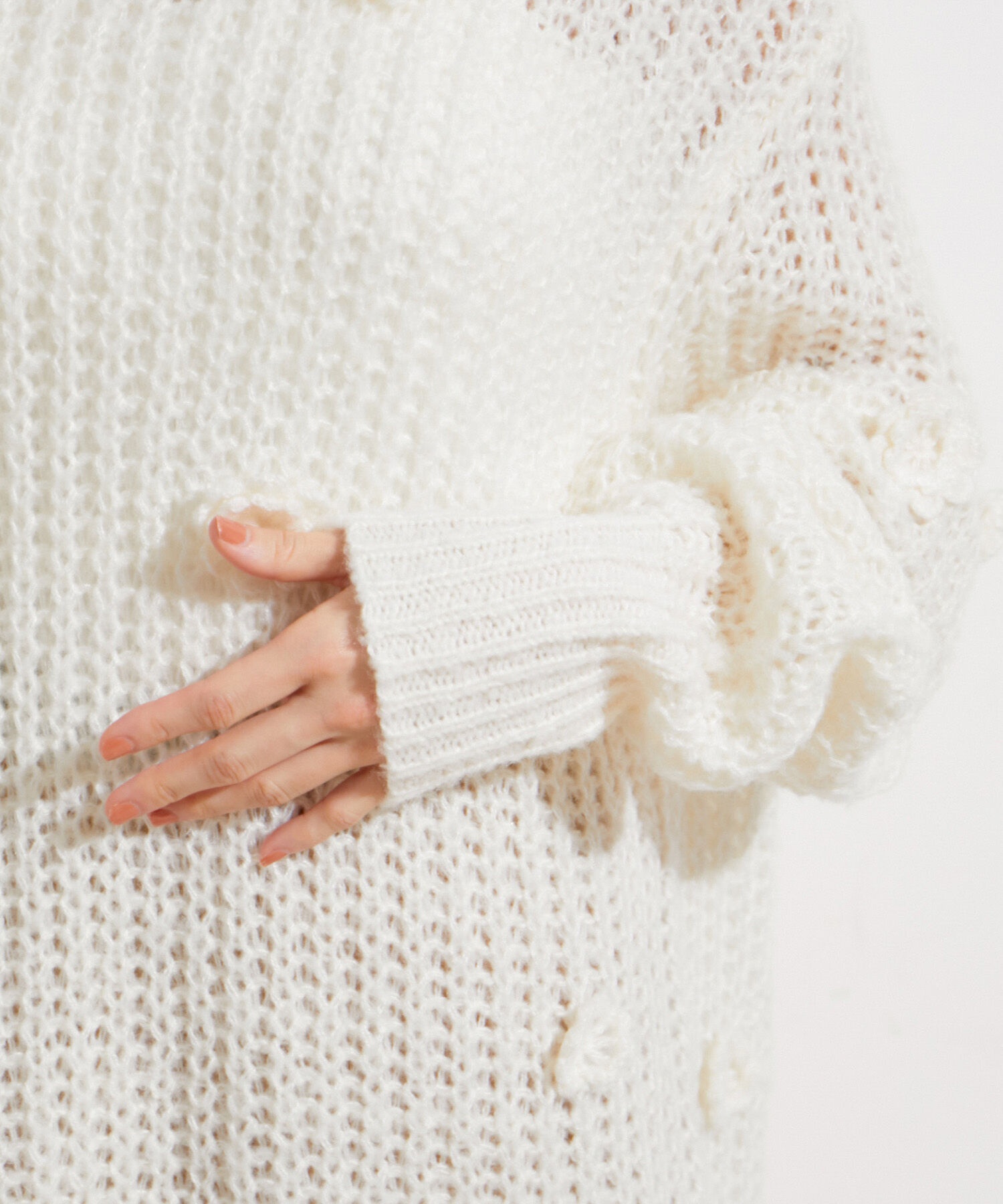 VIS「お花ぽんぽんシアーニット」|ニット・セーター|