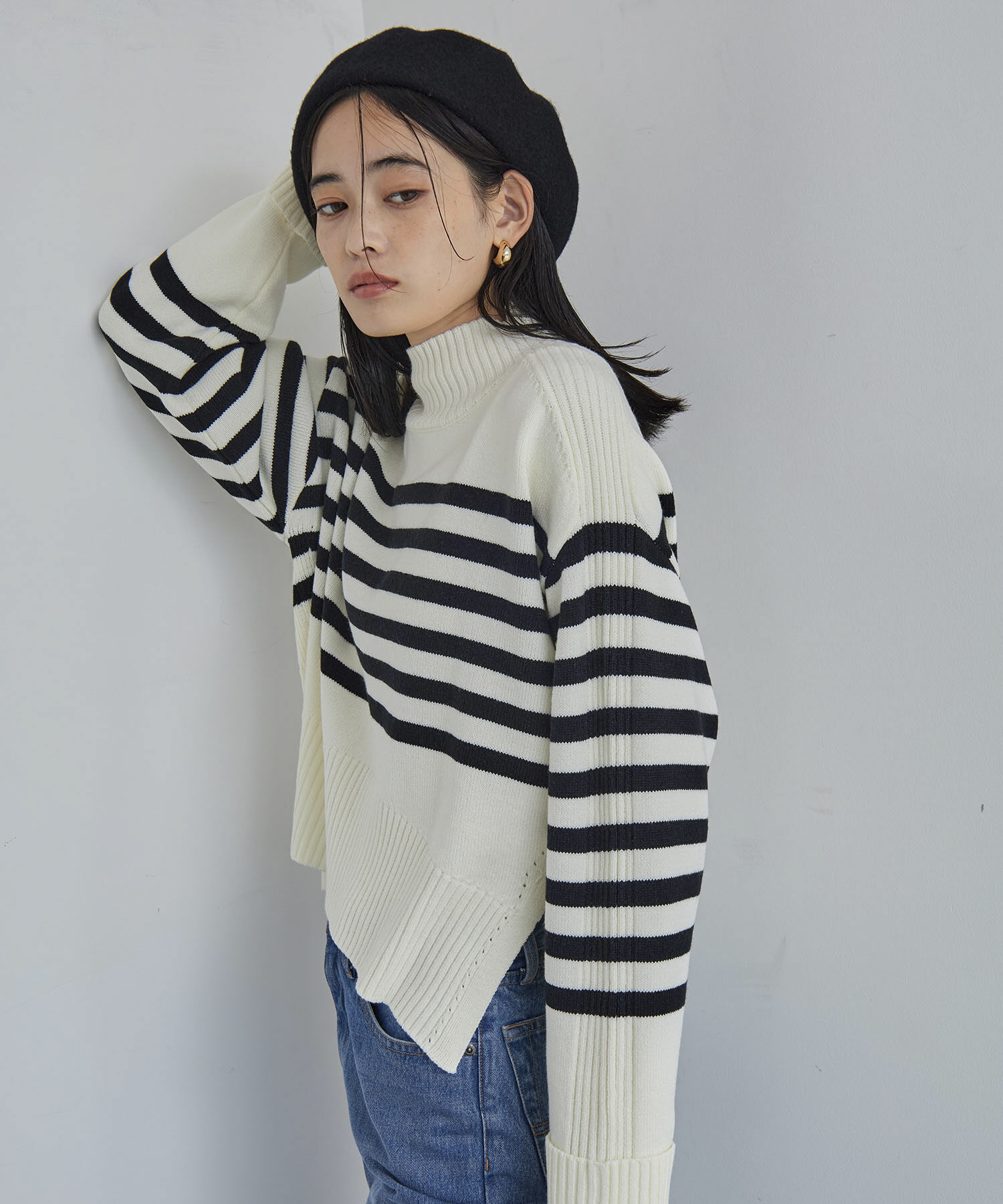 VIS「【アンチピリング/洗える】サイドスリットニットプルオーバー【WEB限定カラー】」|ニット・セーター|