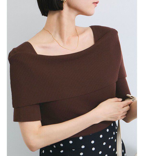 VIS「【アンチピリング/UVケア/洗える】オフショルハーフスリーブニット」|ニット・セーター|