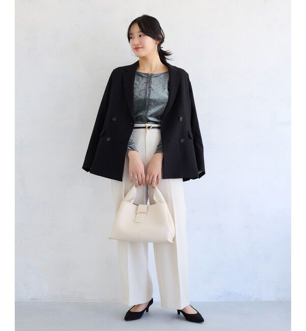 VIS「【2WAY】花柄＆無地アソート袖シャーリングベロアカーディガン」|カーディガン|