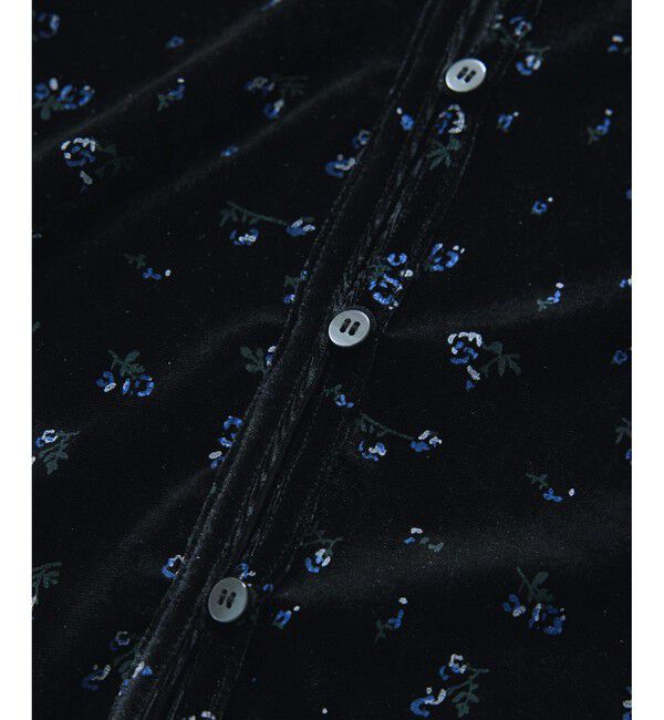 VIS「【2WAY】花柄＆無地アソート袖シャーリングベロアカーディガン」|カーディガン|