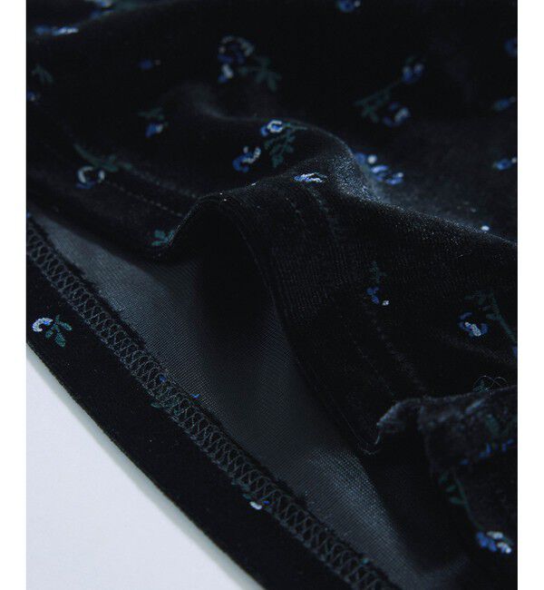 VIS「【2WAY】花柄＆無地アソート袖シャーリングベロアカーディガン」|カーディガン|