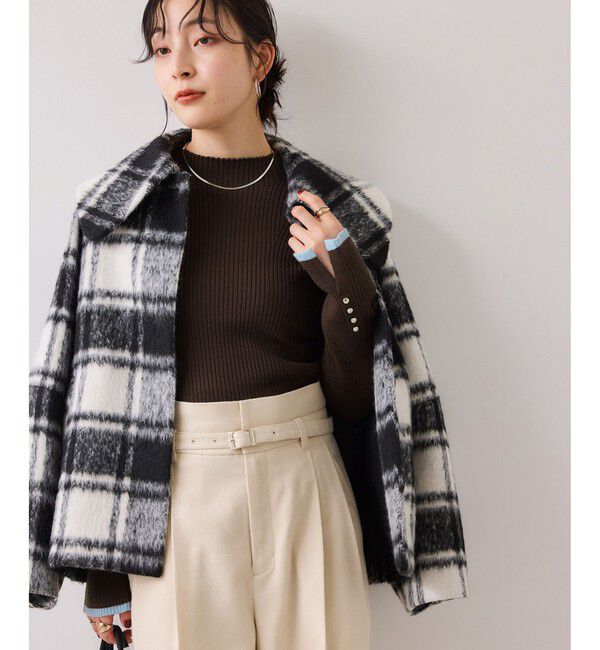 VIS「スリーブ釦アクセントリブニット/静電気防止」|ニット・セーター|