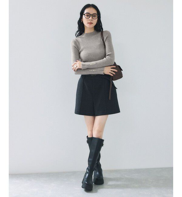 VIS「スリーブ釦アクセントリブニット/静電気防止」|ニット・セーター|