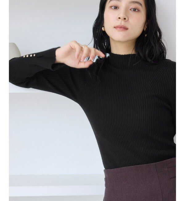 VIS「スリーブ釦アクセントリブニット/静電気防止」|ニット・セーター|