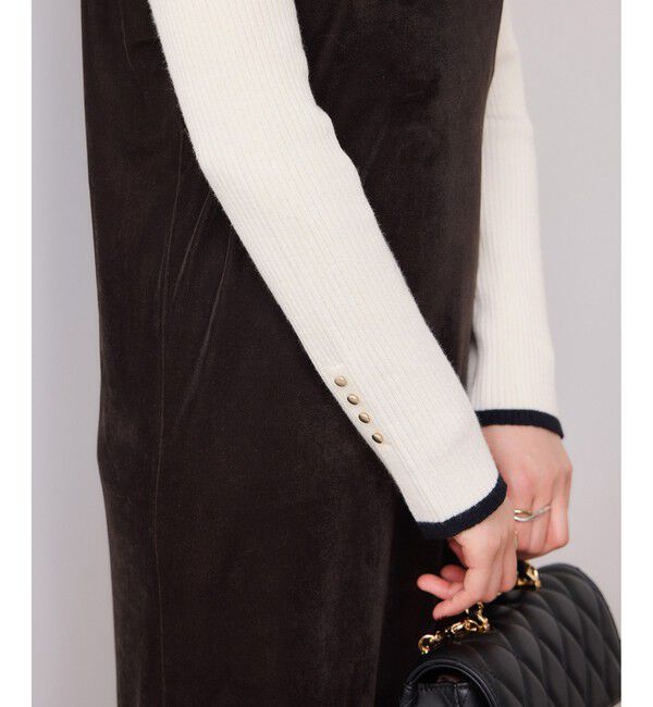 VIS「スリーブ釦アクセントリブニット/静電気防止」|ニット・セーター|