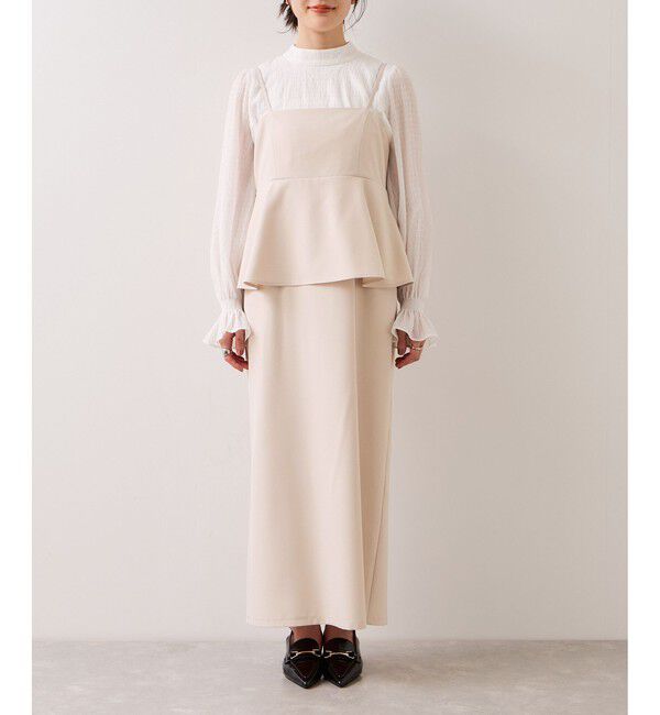 VIS「【WEB限定】美easyコンフォートツイルペプラム切替キャミワンピース/イージーケア・UVケア」|ワンピース|