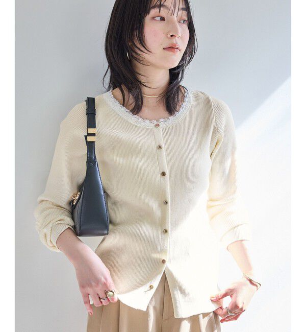 VIS「レーストリムニット」|ニット・セーター|オフホワイト(15)