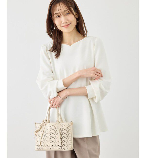 Rope&rsquo;Picnic「カットジョーゼットハートネックペプラムプルオーバー」|Tシャツ・カットソー|