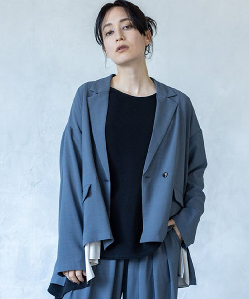  「バックタックダブルブレストジャケット」|テーラードジャケット|GRAY