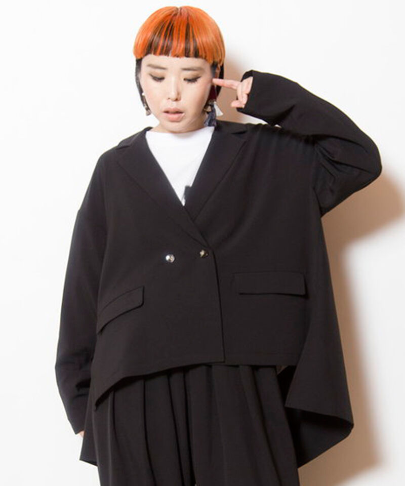  「バックタックダブルブレストジャケット」|テーラードジャケット|BLACK