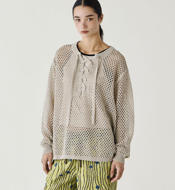  「ADAWAS | メッシュ レースアップトップス WOMEN」|ニット・セーター|