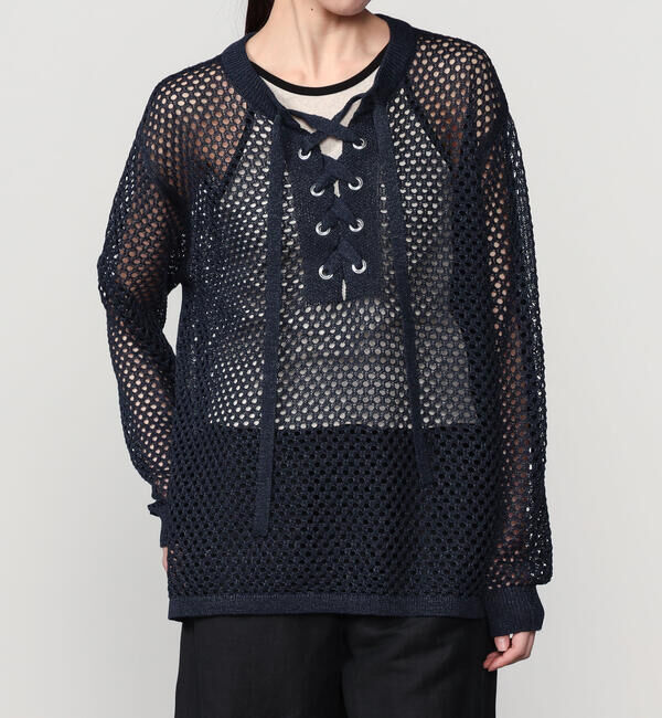  「ADAWAS | メッシュ レースアップトップス WOMEN」|ニット・セーター|