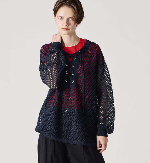  「ADAWAS | メッシュ レースアップトップス WOMEN」|ニット・セーター|