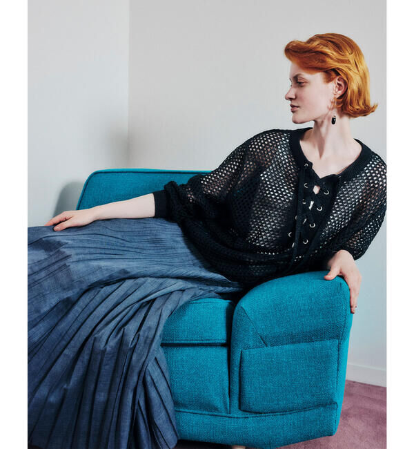  「ADAWAS | メッシュ レースアップトップス WOMEN」|ニット・セーター|