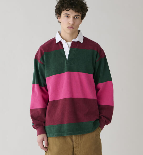  「BARBARIAN | 〈別注〉コットン フェードラグビーシャツ MEN」|Tシャツ・カットソー|RED系1