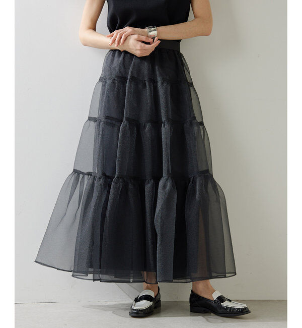  「オーガンジーボリュームスカート」|スカート|ブラック