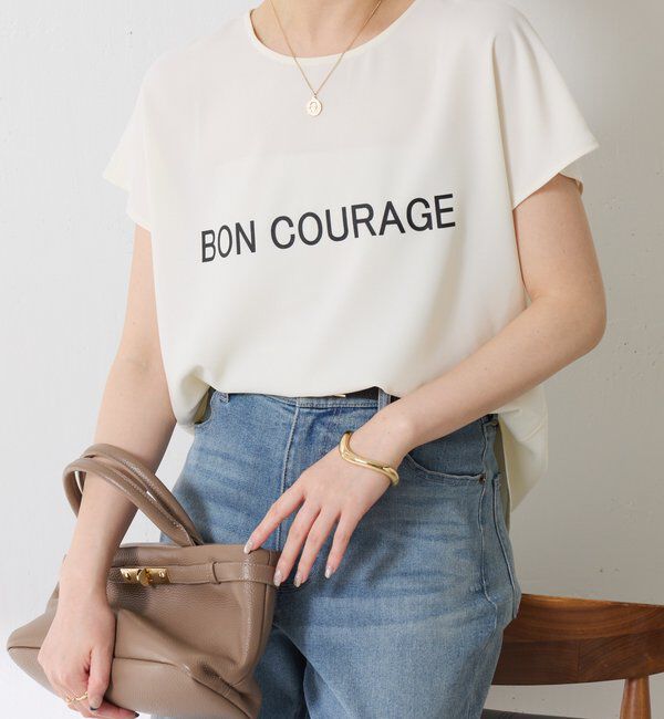  「【さらっとした着心地】ジョーゼットフレンチロゴTシャツ」|Tシャツ・カットソー|