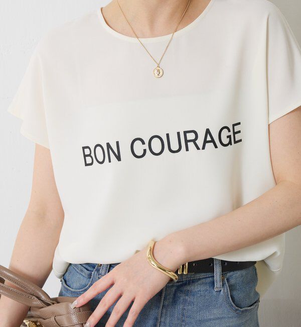  「【さらっとした着心地】ジョーゼットフレンチロゴTシャツ」|Tシャツ・カットソー|