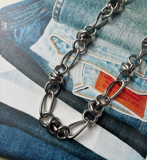  「ボリュームミックスチェーンネックレス」|ネックレス|