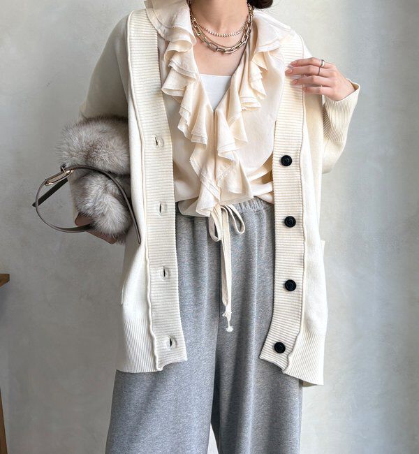  「マシーンウォッシャブルニットカーディガン」|カーディガン|