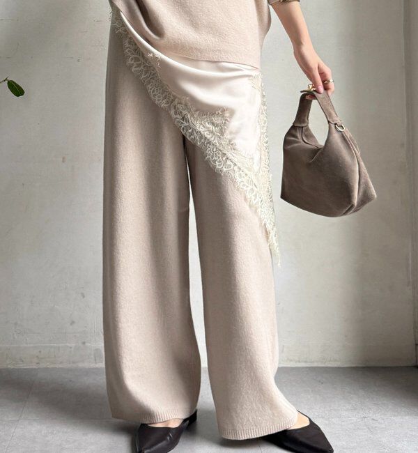  「メリノウール100％ニットパンツ」|チノ|ベージュ