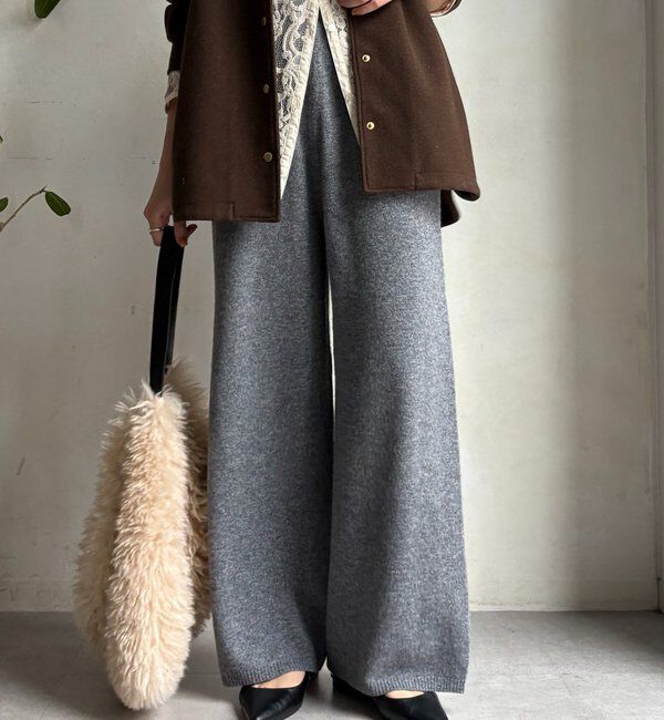  「メリノウール100％ニットパンツ」|チノ|グレー