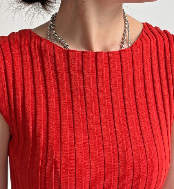  「【WEB限定】ワイドリブノースリーブプルオーバー」|ニット・セーター|