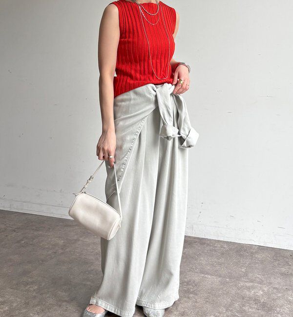  「【WEB限定】ワイドリブノースリーブプルオーバー」|ニット・セーター|