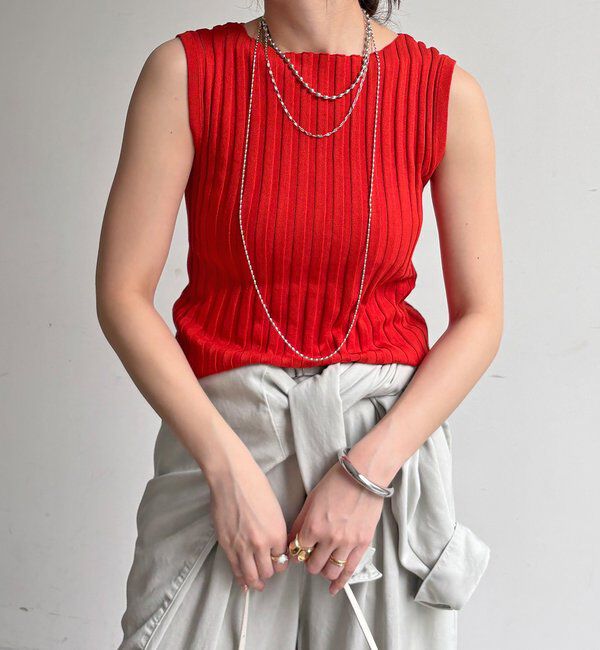  「【WEB限定】ワイドリブノースリーブプルオーバー」|ニット・セーター|