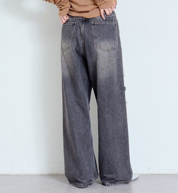  「【低身長サイズ/2サイズ展開/ウエスト調節可】レースデニムパンツ」|デニム|