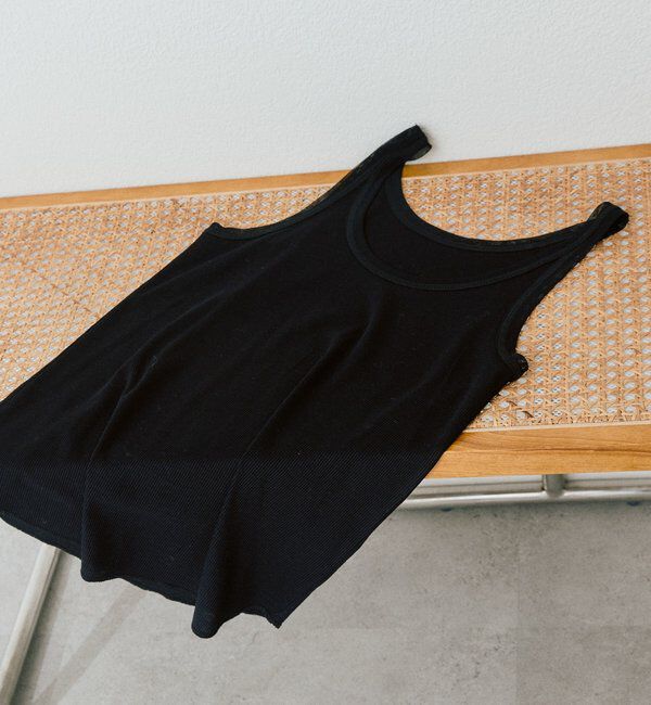  「【フェミニンなムードを演出】チュールリブタンクトップ」|キャミソール|