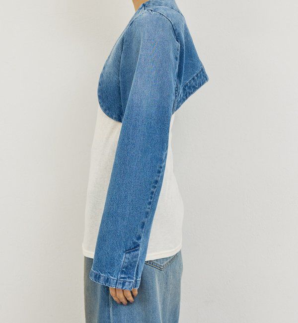  「【PEAS】デニムジャケットボレロ」|デニムジャケット|