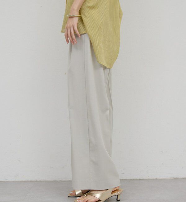  「【ウエスト調整可能】【手洗い可】梳毛タックワイドパンツ」|チノ|