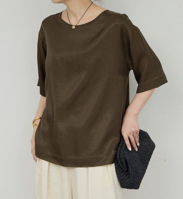  「【セットアップ対応】キュプラTeeブラウス」|シャツ・ブラウス|カーキ