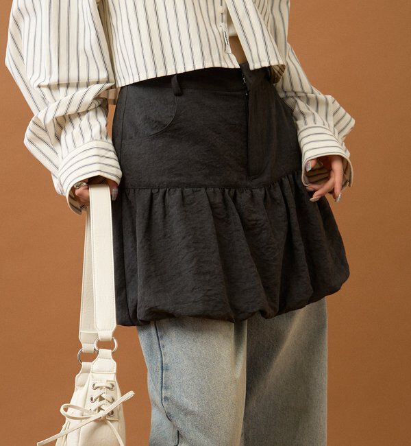  「切り替えバルーンスカート」|スカート|ブラック