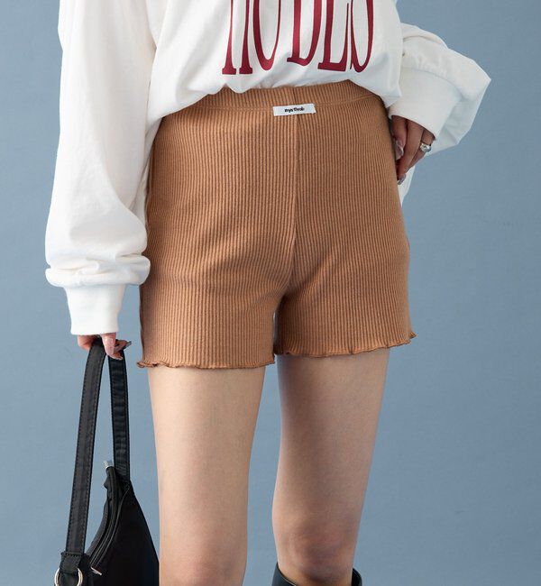  「【SETUPで着るのも◎】起毛リブショートパンツ」|チノ|ベージュ