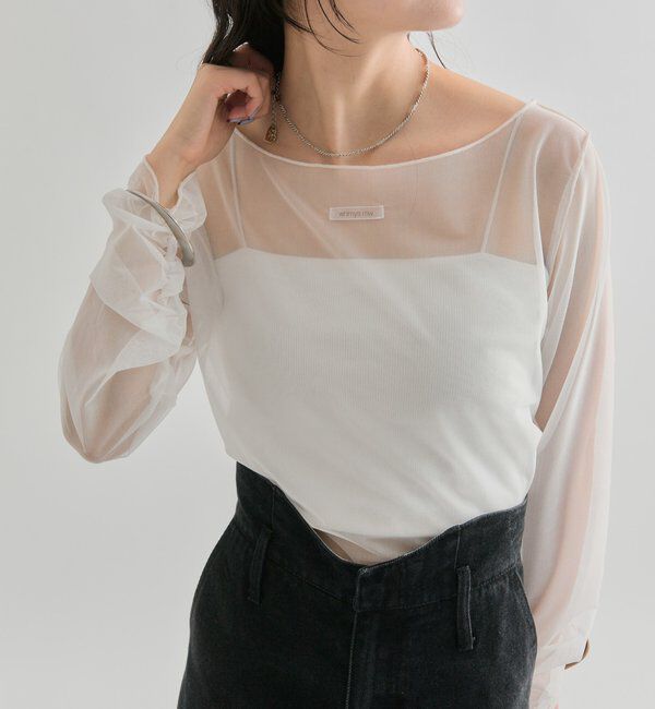  「シアースリットチュール トップス」|Tシャツ・カットソー|オフホワイト