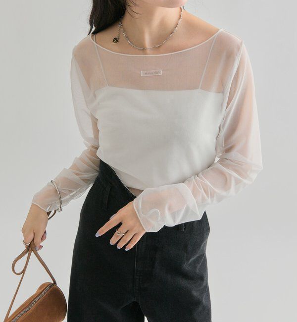  「シアースリットチュール トップス」|Tシャツ・カットソー|