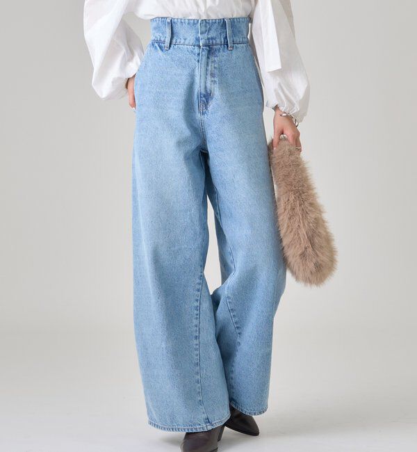  「【バックスタイルがポイント！新色ネイビー】バックシャンカーブデニム」|デニム|